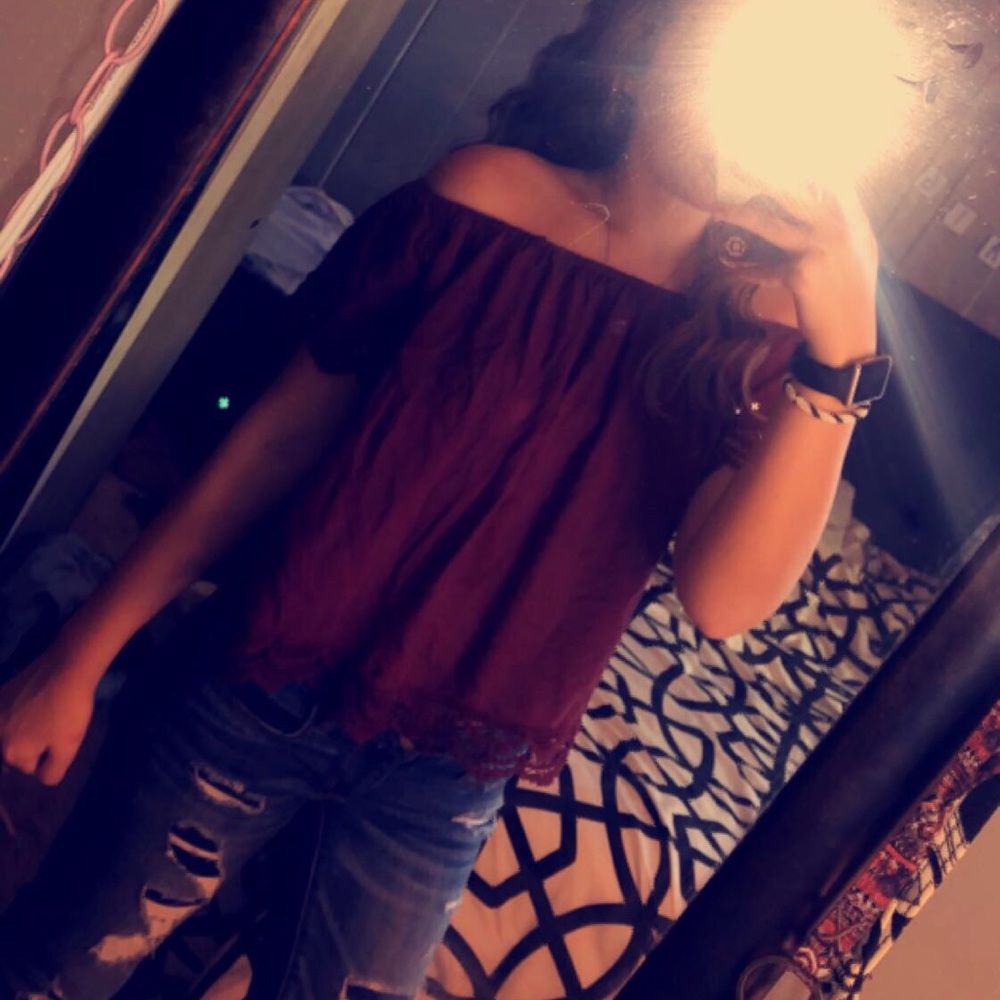 Maroon off the shoulder top